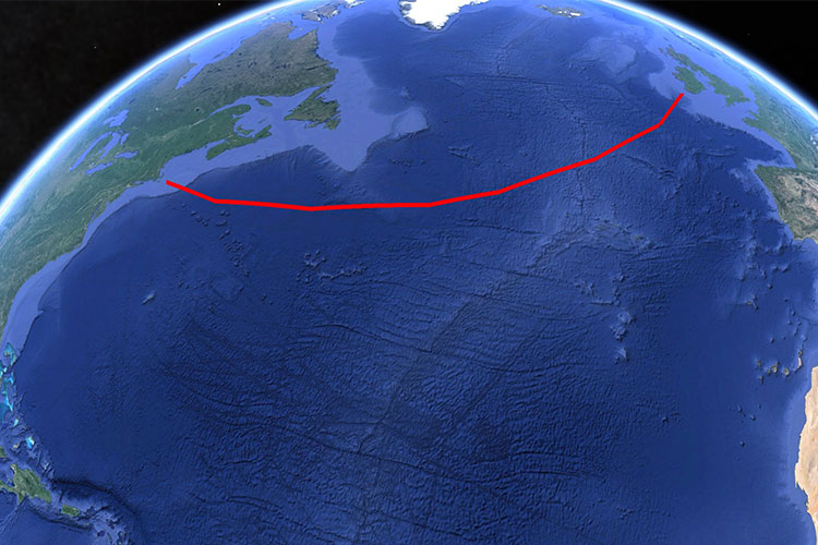 Potential Track of Silbo on the treck across the North Atlantic. Image by Nilsen Strandskov