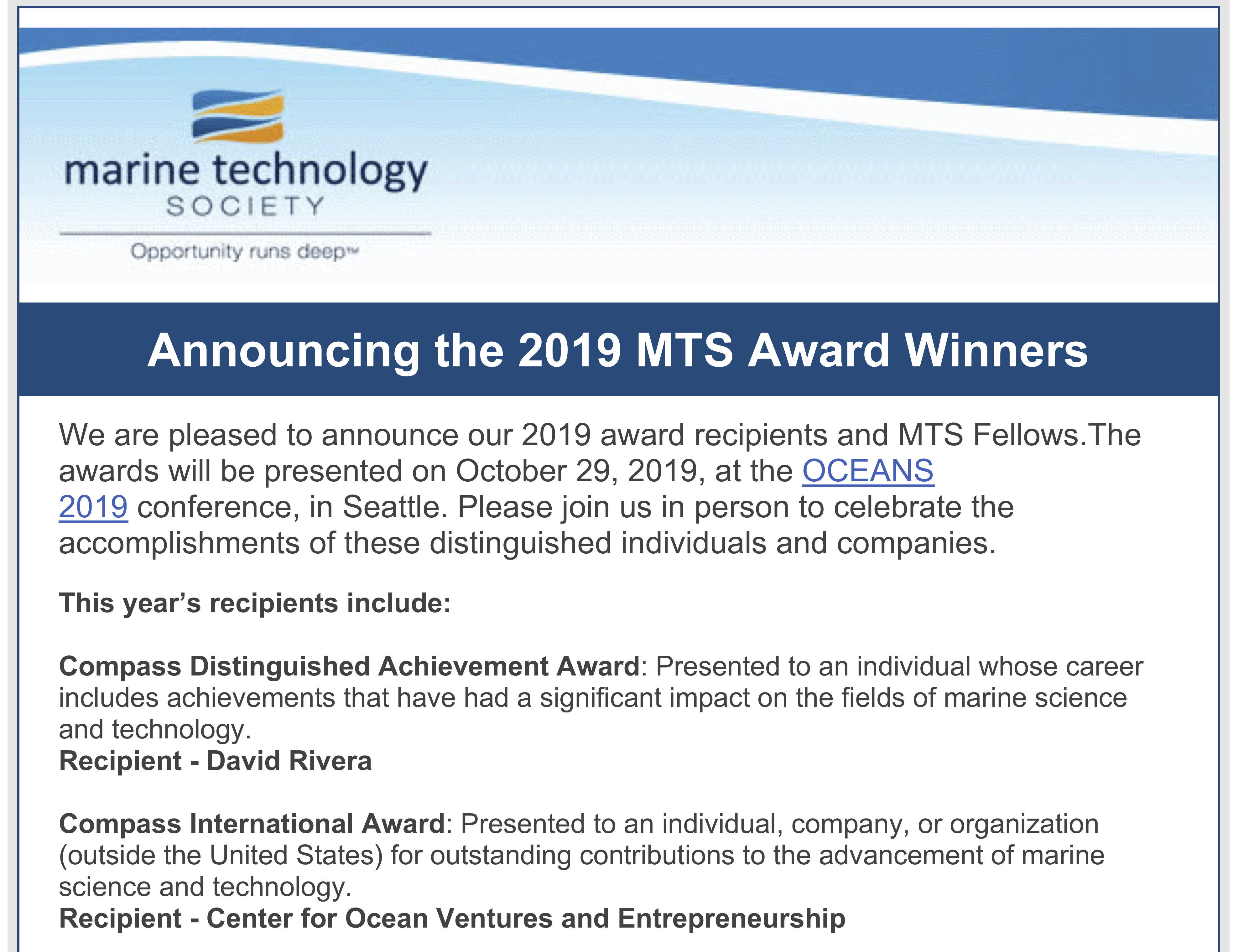 Josh Kohut Awarded Marine Technology Society (MTS) Fellow