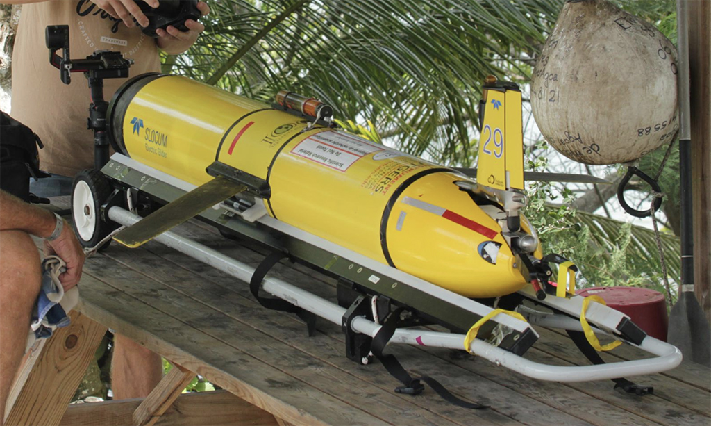 A scientific machine surveys the Caribbean waters